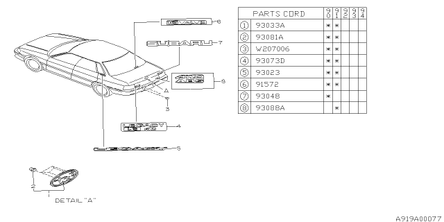 1990 Subaru Legacy Ornament Diagram for 93060AA010