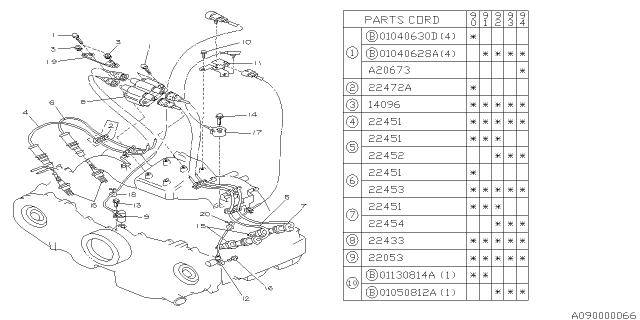 1994 Subaru Legacy Spark Plug Cord Diagram for 22451AA410