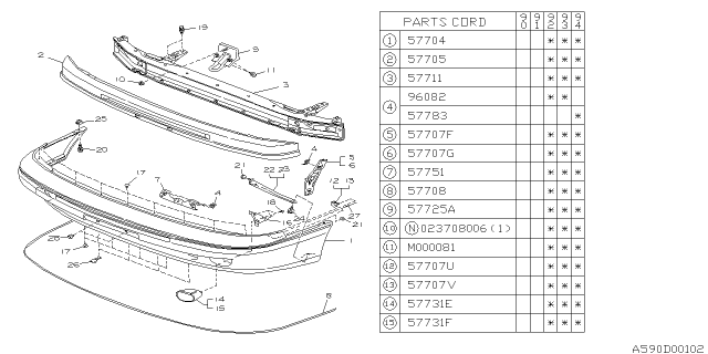 1993 Subaru Legacy Clip Air Dam SKIT Diagram for 796050160