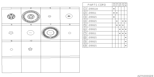 1990 Subaru Legacy Wheel Cap Assembly Diagram for 28811AA010