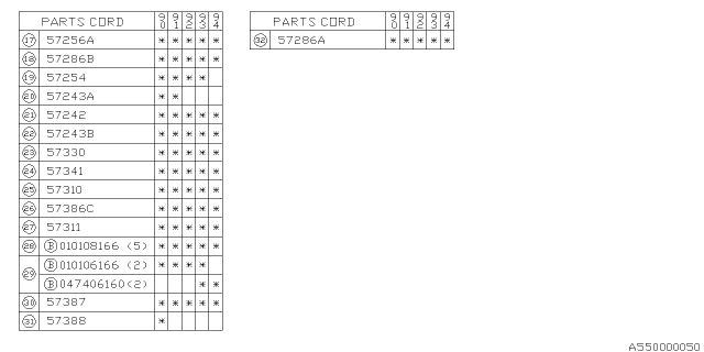 1994 Subaru Legacy Lever Assembly RH Diagram for 57341AA000BK