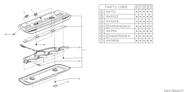 1991 Subaru Legacy High Mount Lamp Assembly Diagram for 84701AA010LM