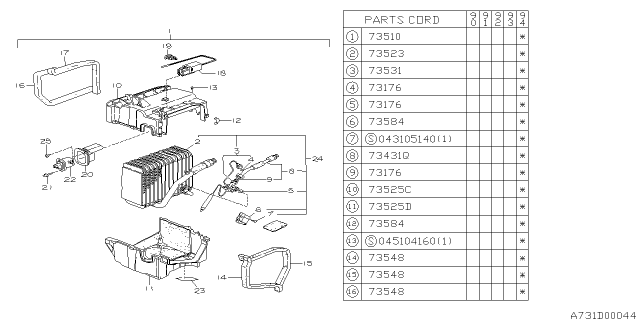 1994 Subaru Legacy Cooling Unit Diagram 1