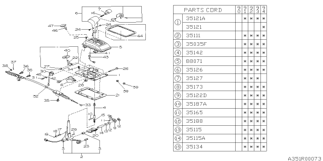 1993 Subaru Legacy Plate Diagram for 35121AA012