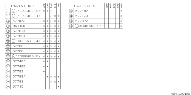 1991 Subaru Legacy BOLT/WASHER Assembly Diagram for 901120046