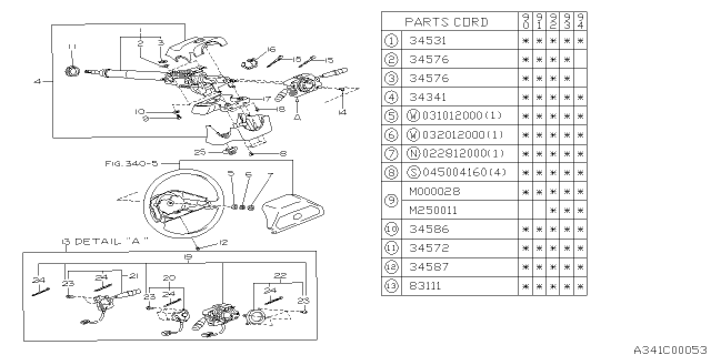 1990 Subaru Legacy Steering Column Diagram 5