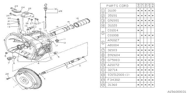 1990 Subaru Legacy Torque Converter Assembly Diagram for 31100AA254