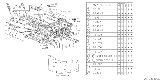 1993 Subaru Legacy Gauge Assembly Oil Level Diagram for 32025AA043