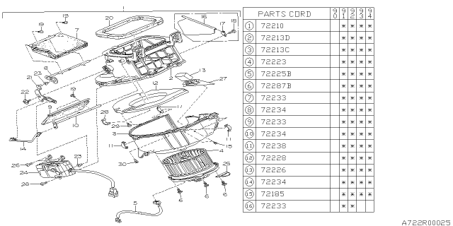 1992 Subaru Legacy Plate Diagram for 72049AA060