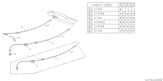 1992 Subaru Legacy SPEEDOMETER Cable Diagram for 37410AA061