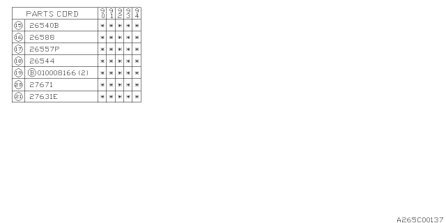 1990 Subaru Legacy Bracket Assembly Diagram for 26875AA000