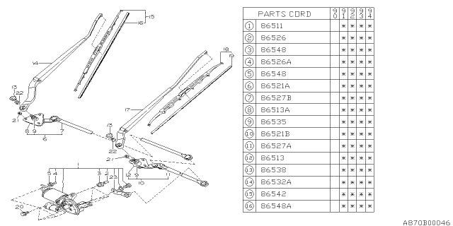 1992 Subaru Legacy Wiper - Windshilde Diagram 3