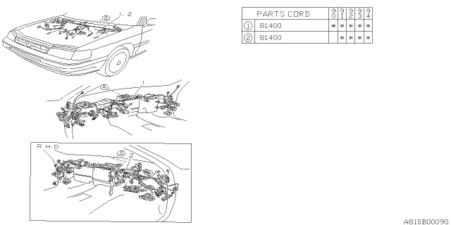 1990 Subaru Legacy Wiring Harness Diagram for 81211AA031