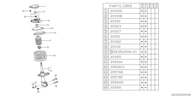 1991 Subaru Legacy Front Shock Absorber Diagram 1