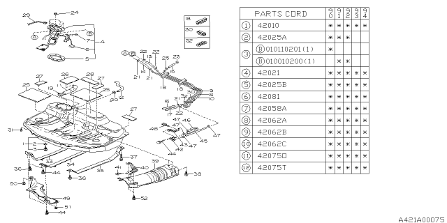 1992 Subaru Legacy Fuel Tank Complete Diagram for 42120AA051