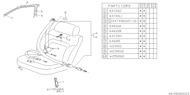 1990 Subaru Legacy Front Seat Belt Diagram 3