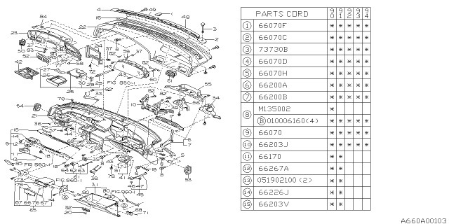 1990 Subaru Legacy Instrument Panel Diagram 1