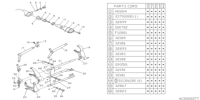 1991 Subaru Legacy Shifter Fork & Shifter Rail Diagram 1