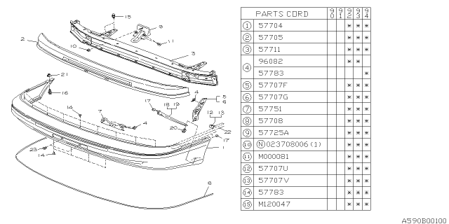 1993 Subaru Legacy Front Bumper Diagram 3