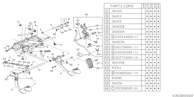 1994 Subaru Legacy Pedal System - Manual Transmission Diagram 3