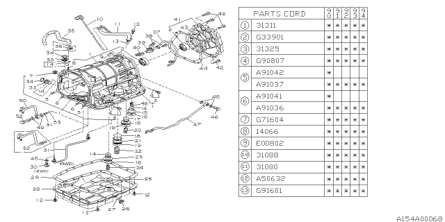 1991 Subaru Legacy Automatic Transmission Case Diagram 1
