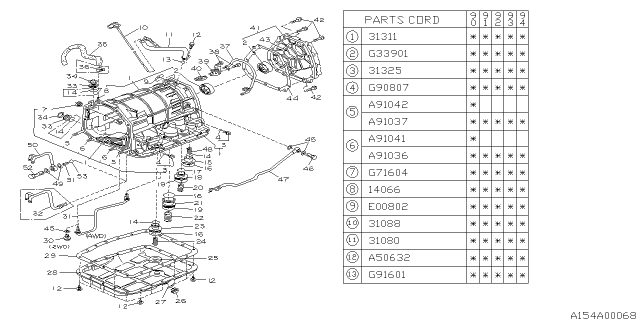 1992 Subaru Legacy Automatic Transmission Case Diagram 1