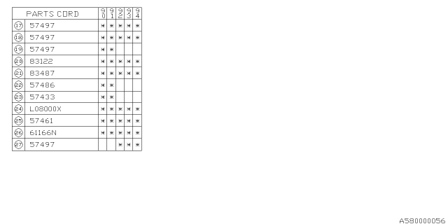 1991 Subaru Legacy Holder Diagram for 57460AA500