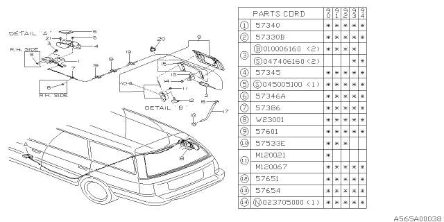 1992 Subaru Legacy Fuel Flap & Opener Diagram 1