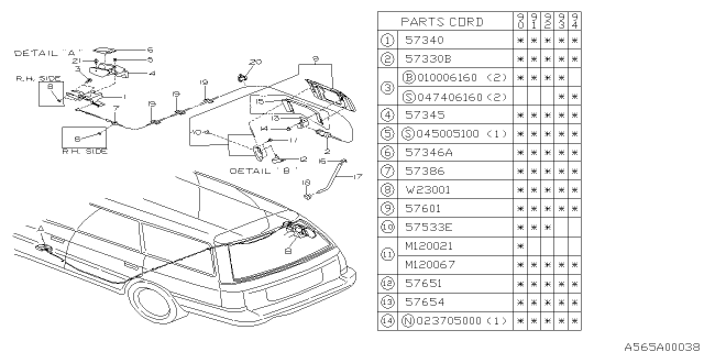 1991 Subaru Legacy Fuel Flap & Opener Diagram 1