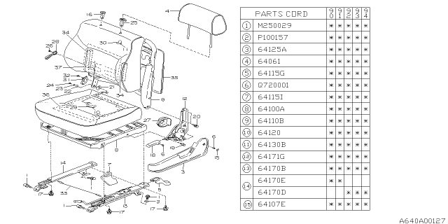 1990 Subaru Legacy Front Seat Diagram 8