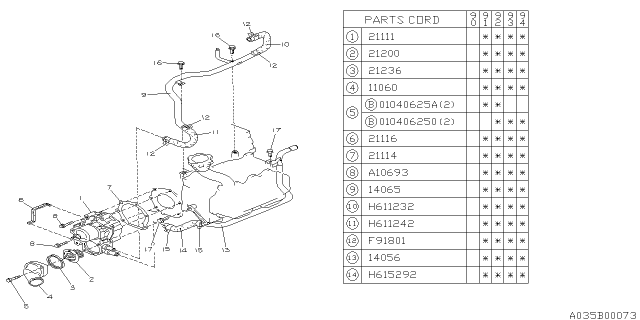 1992 Subaru Legacy Water Pump Diagram for 21111AA060