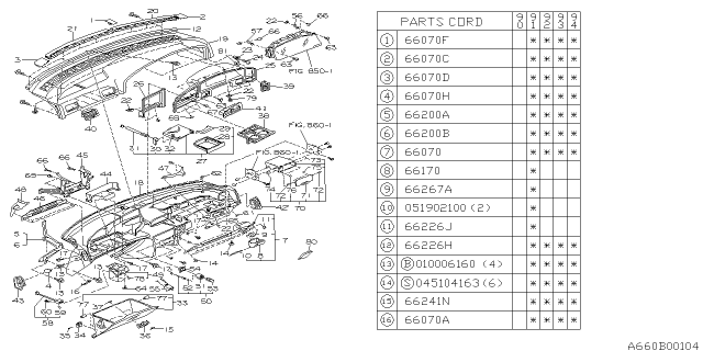 1991 Subaru Legacy Cover Side Instrument Panel RH Diagram for 66151AA290EL