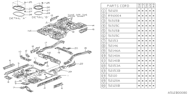 1991 Subaru Legacy Floor Panel Diagram 3