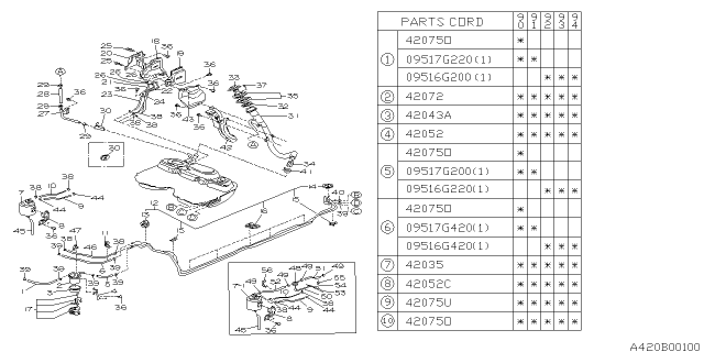 1991 Subaru Legacy Fuel Hose Diagram for 09517G220