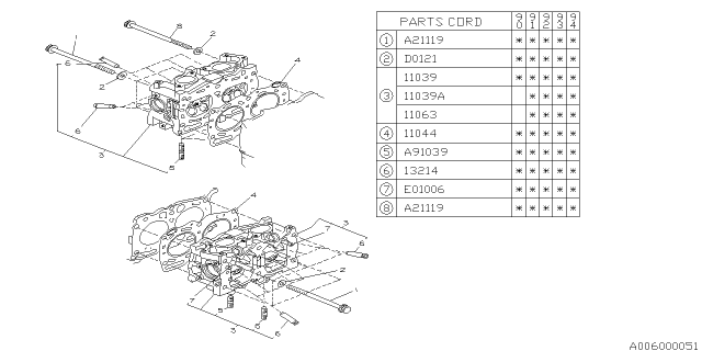 1994 Subaru Legacy Gasket Cylinder Head Diagram for 11044AA282