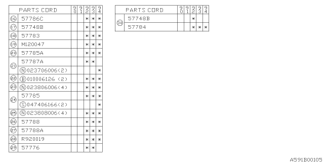 1992 Subaru Legacy Rubber SPACER Diagram for 57712AA000