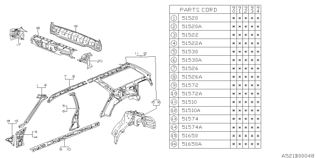 1990 Subaru Legacy Side Body Inner Diagram 3