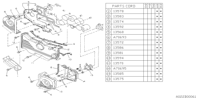 1993 Subaru Legacy Cover Belt Front Diagram for 13570AA043
