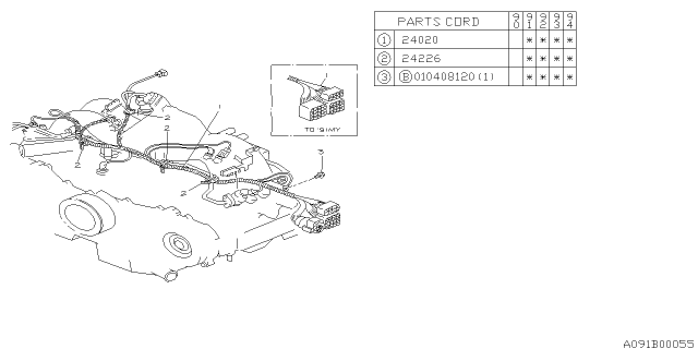 1992 Subaru Legacy Engine Wiring Harness Diagram for 24020AB140