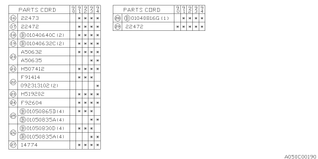 1993 Subaru Legacy Hose 19X27 Diagram for 807519202