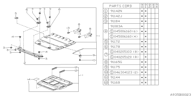 1990 Subaru Legacy Support Stay Hold Diagram for 91095AA010