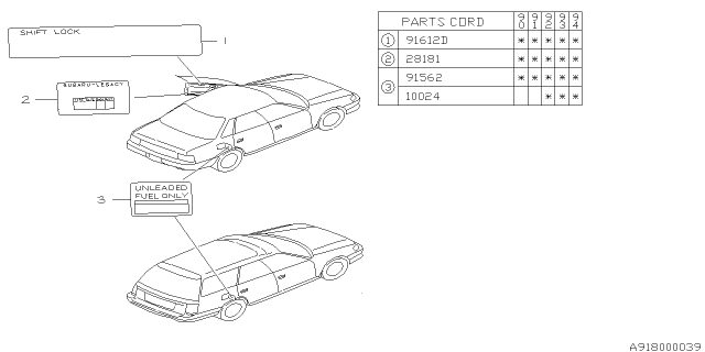 1990 Subaru Legacy Label - Caution Diagram