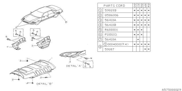 1994 Subaru Legacy Screw Diagram for 59132AA030