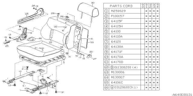 1993 Subaru Legacy Front Seat Diagram 15