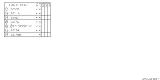 1990 Subaru Legacy Cover Console Box Diagram for 92070AA010BI