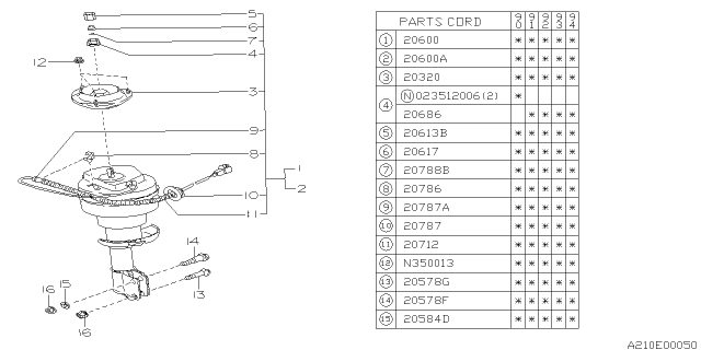 1994 Subaru Legacy Front Shock Absorber Diagram 3