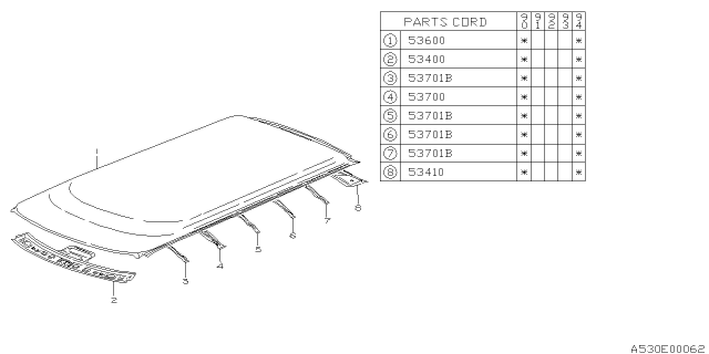 1992 Subaru Legacy Roof Panel Diagram 4