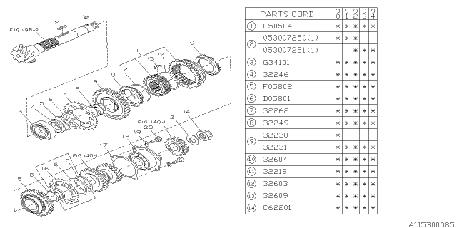 1990 Subaru Legacy PT190390 Gear 1ST Drive Diagram for 32231AA210