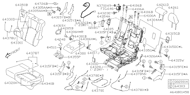 2021 Subaru Ascent Screw Arm Rest Diagram for 64590AC000