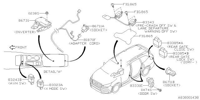 2020 Subaru Ascent Sw Assembly Rg RGL Diagram for 83385XC01A